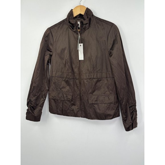 Chico's Texture Shine Tyla Zip Water Resistant Jacket Brown Size 1(8) NEW - Picture 2 of 4
